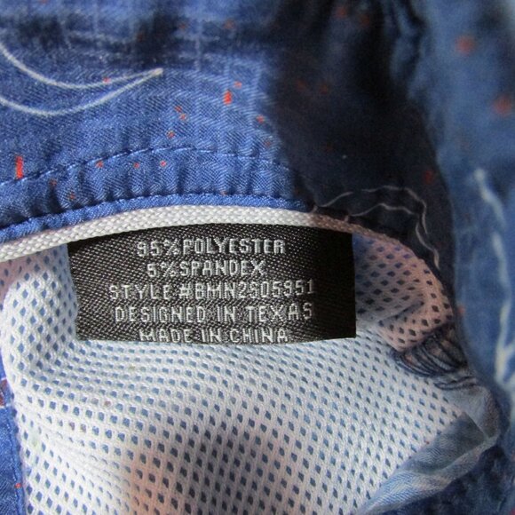 Rock & Roll Denim Men's Long Sleeve Tek Longhorn Print Snap Shirt Periwinkle - Picture 3 of 3